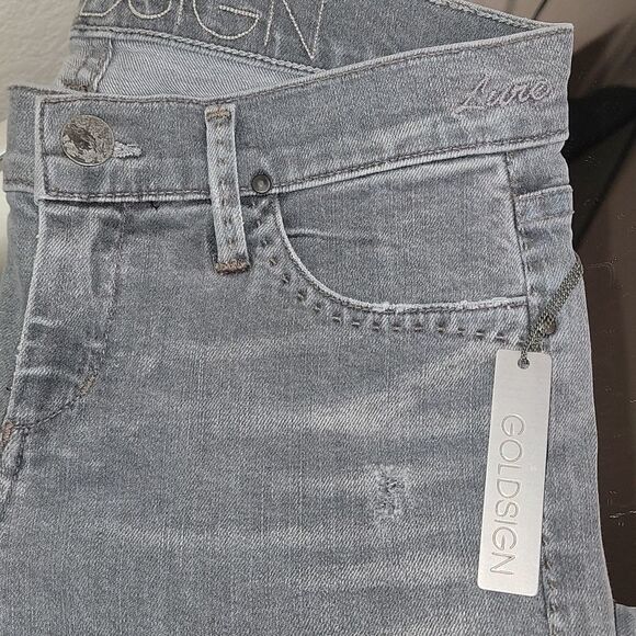 Goldsign Lure Gray Distressed Skinny Jeans - Picture 12 of 16